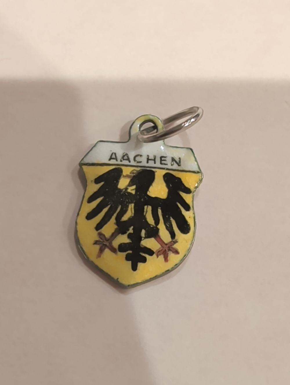 Aachen Yellow Shield Charm Pendant 1"